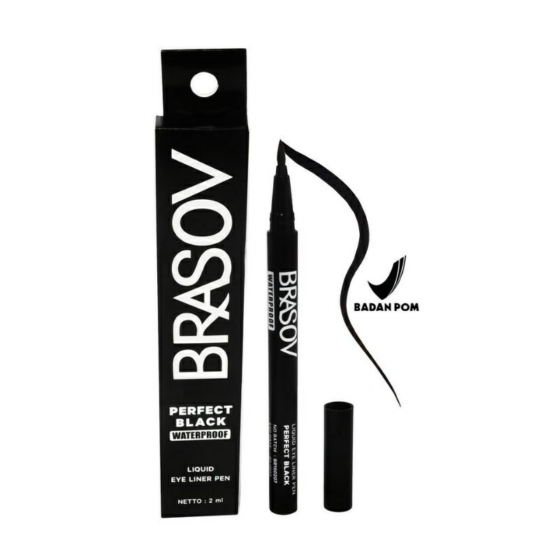 BRASOV Perfect Black Waterproof Liquid Eye Liner Pen 2mL