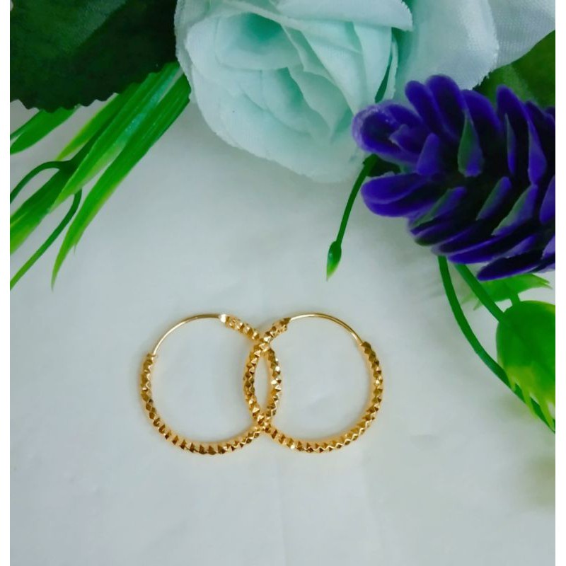 Anting wanita bulat Gipsy Perak gold Ukir Import Kualitas Premium Murah meriah xuping titanium keren mewah simple untuk dewasa anting wanita murah anting import xuping anting bulat anting model ukir anting lingkar