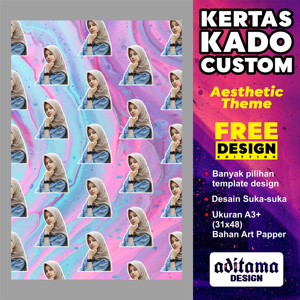 

Kertas Kado Custom background Aesthetic patern wajah/muka - Kertas Unik - Kertas Kado Aesthetic - Kertas kado bagus