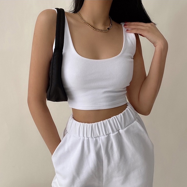 【LIVIAHOME】Square Neck Basic Cropped Tank Top 7289 (S/M/L)