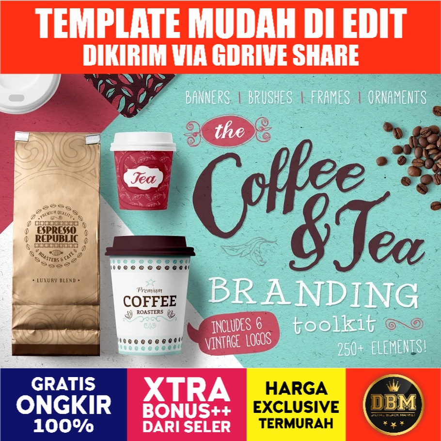 Coffee Tea Branding Toolkit - Vector Designs - Business Branding