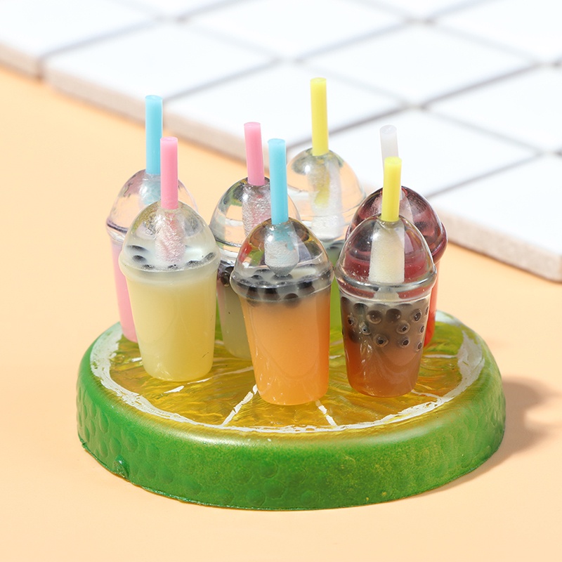 &lt; E2id &amp; &gt; 5Pcs Miniatur Gelas Pearl Milk Tea Skala 1: 12 Untuk Rumah Boneka