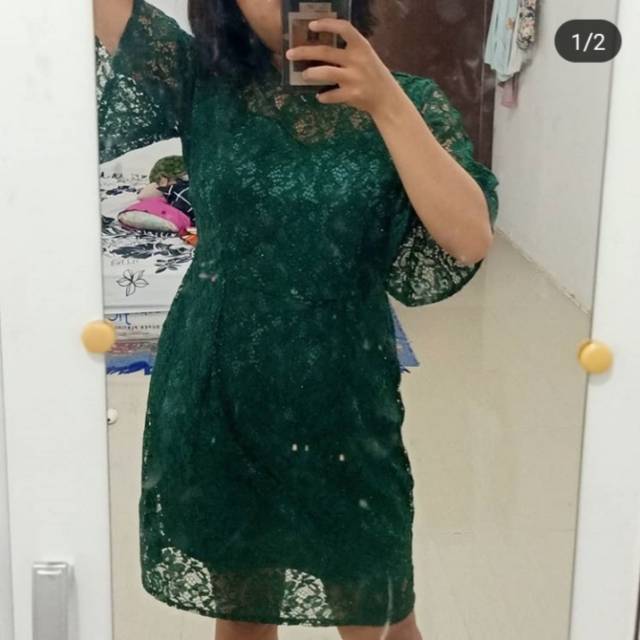 Dress brokat / gaun gereja / gaun natal