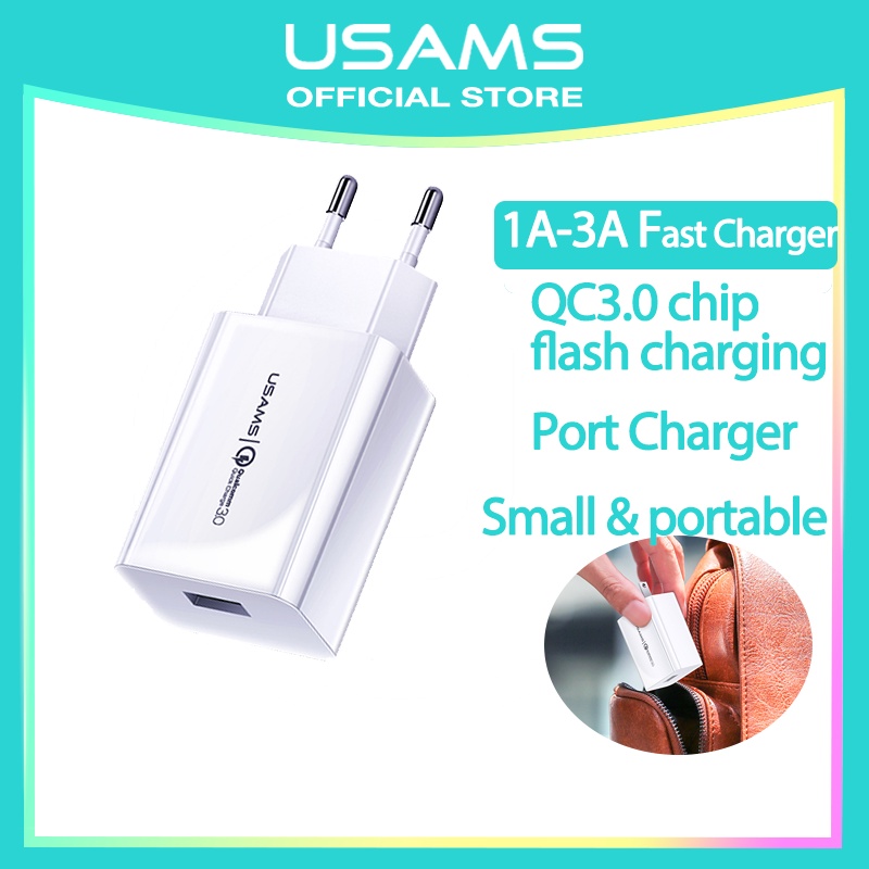 Baseus Kepala Charger Mini Dual USB Charger EU Plug Kepala Charger Fast Charger Single USB Wall Charger Fast Charging  ABS kabel charger Qualcomm Huawei/ Xiaomi/ Oppo/ Vivo/ Samsung / IPhone 11 12 13 Pro 7 6 Plus 6s 5s