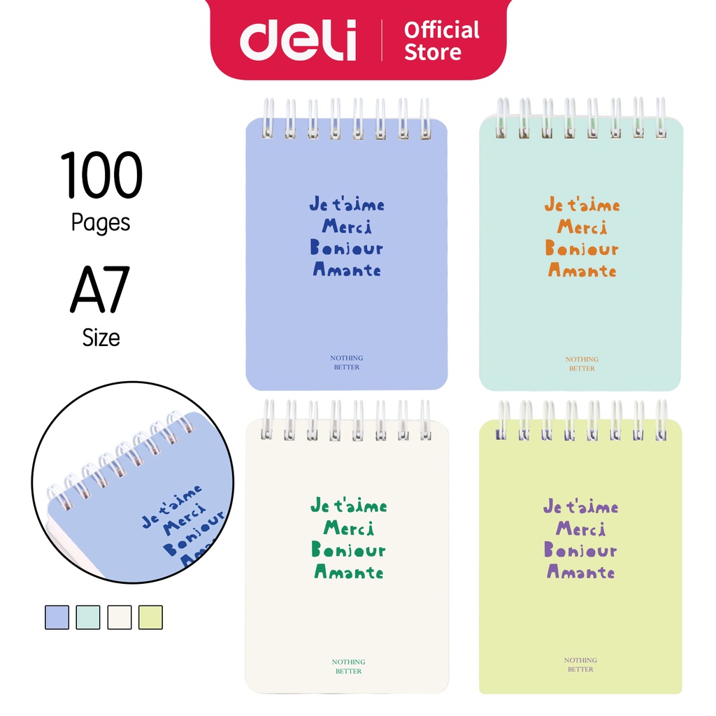 

Deli Spiral Notebook / Buku Tulis Buku Catatan Spiral Mini Pocket Size 100 Lembar L98100