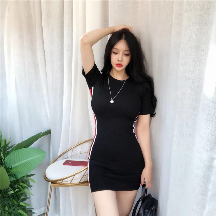 Sports Style Sexy Short Sleeve Bodycon Mini Dress 1067 (S-XL)