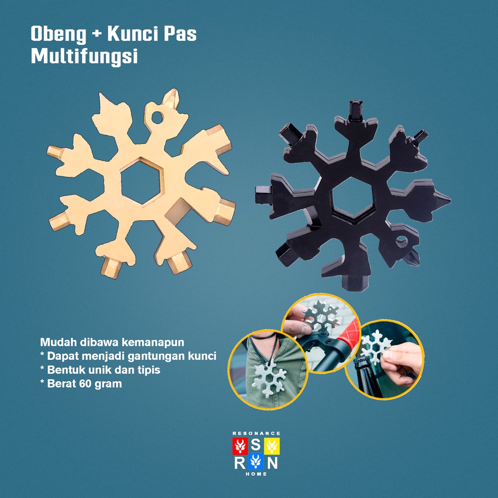 Kunci Pas + Obeng Multifungsi Model Snowflake / Multifunction Tools Resonance Home