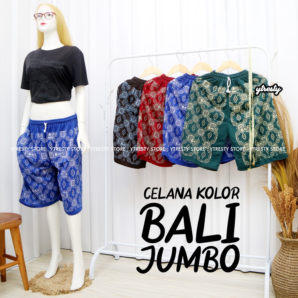 Celana Pendek Kolor Motif Batik Bali Jumbo / Celana Pendek Wanita Jumbo
