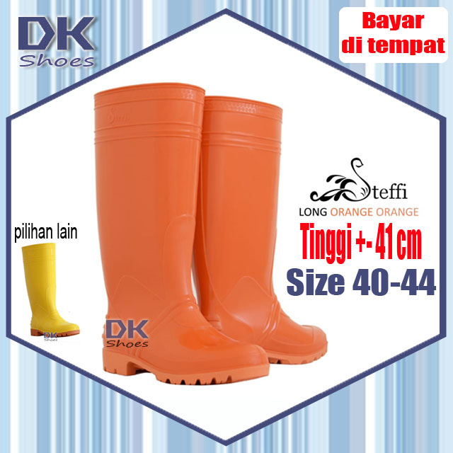 Steffi Boots Karet Oranye / Orange 40-44 / Sepatu Karet Tahan Air / Proyek / Kebun / Sepatu APD