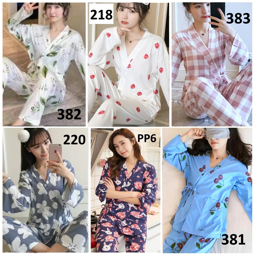 Baju Tidur Wanita Piyama Wanita Impor - Model Kimono Celana Panjang