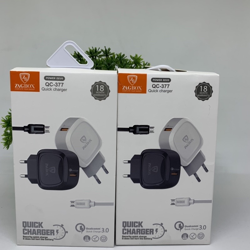 CHARGER ZAGBOX POWER ZEUS 2.4A QC 3.0 ZB QC-377 MICRO