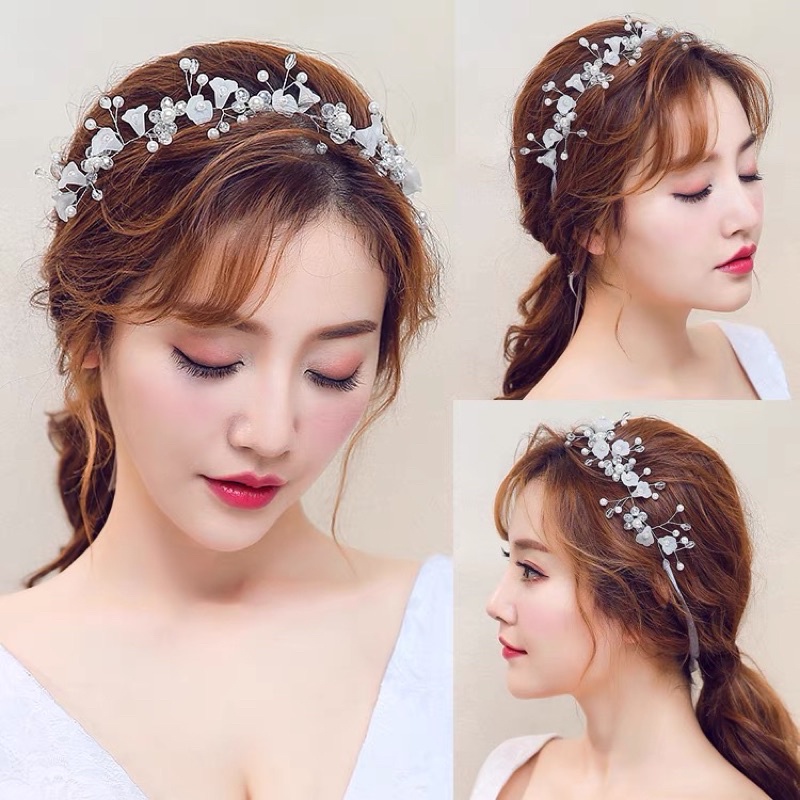 Bandana Mahkota 【3】Bunga Cantik Aksen Pita untuk Aksesoris Rambut