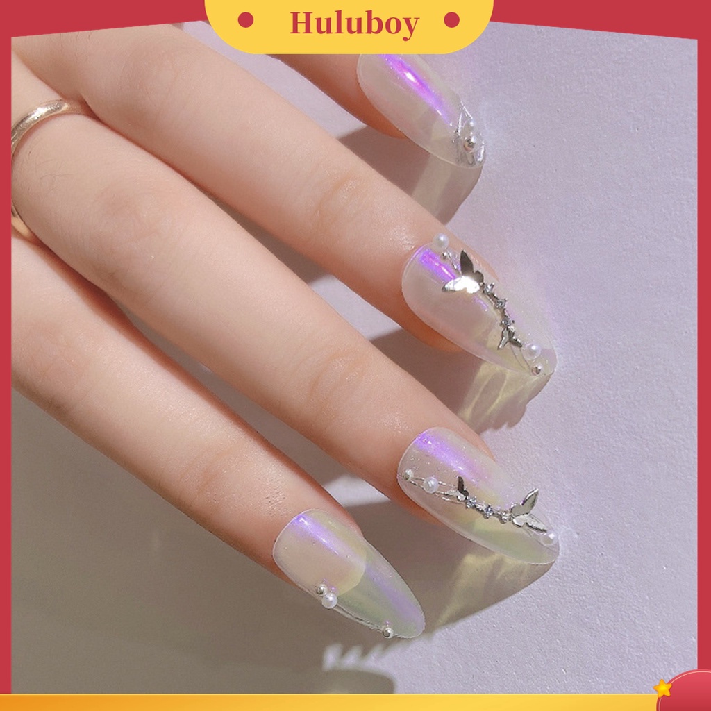 Huluboy Huluboy♡ 2pcs / Set Ornamen Kupu-Kupu Mini 3D Efek Kilau Untuk Manicure