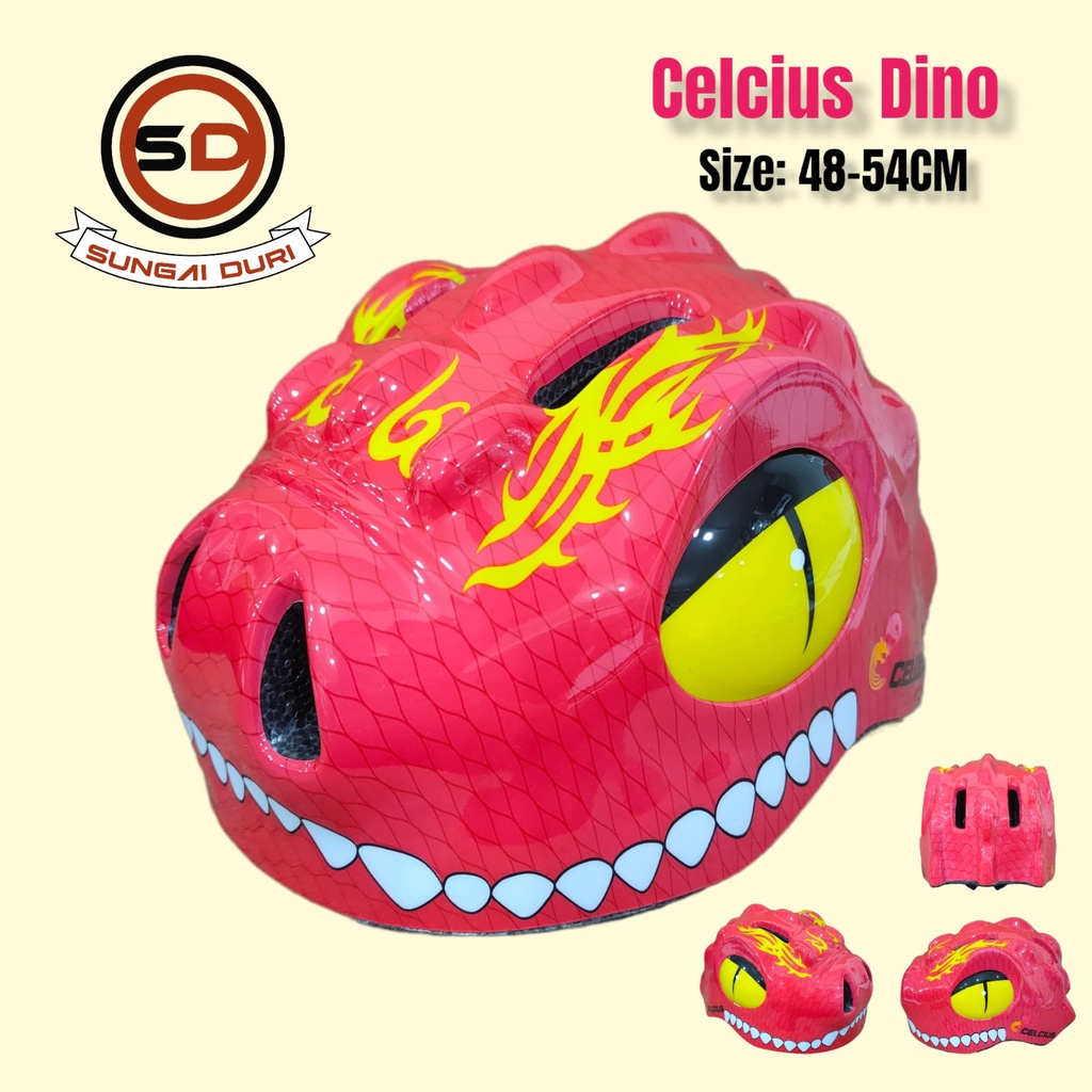 helm sepeda anak karakter dino n girls lucu celcius