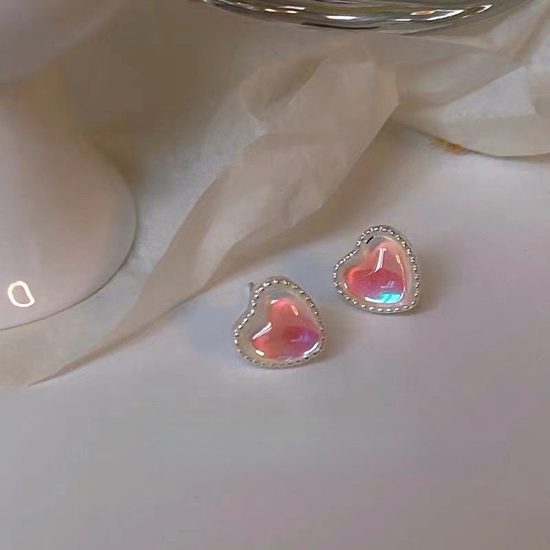 Anting Tusuk Desain Bunga / Hati Hias Mutiara + Berlian Gaya Korea Untuk Wanita