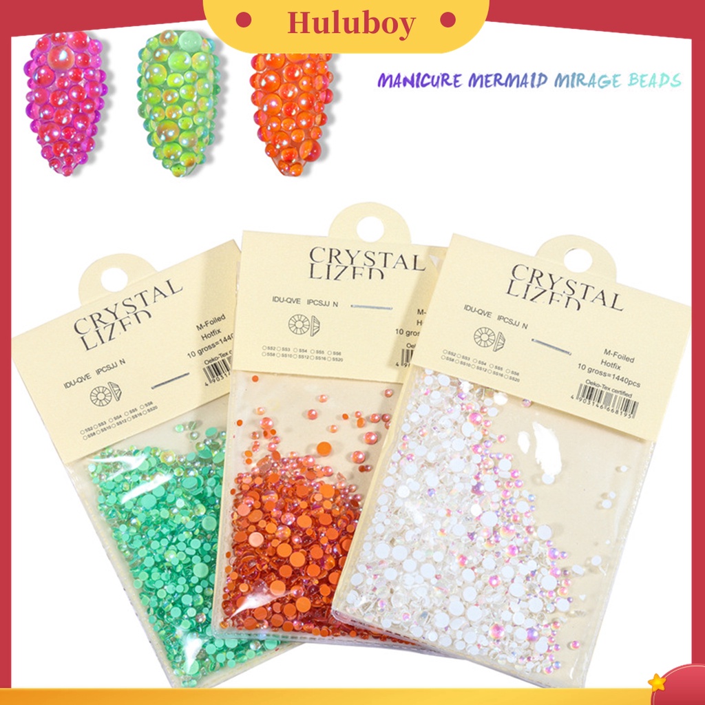Huluboy Huluboy♡ 1440pcs / Kantong Manik-Manik Glitter Berlian Imitasi Untuk Dekorasi Nail Art