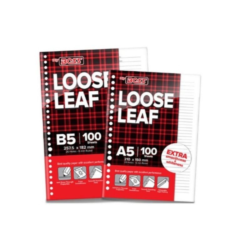 

Big Boss Loose Leaf / Isi Binder ukuran A5/B5 [bergaris] Isi 100 lembar