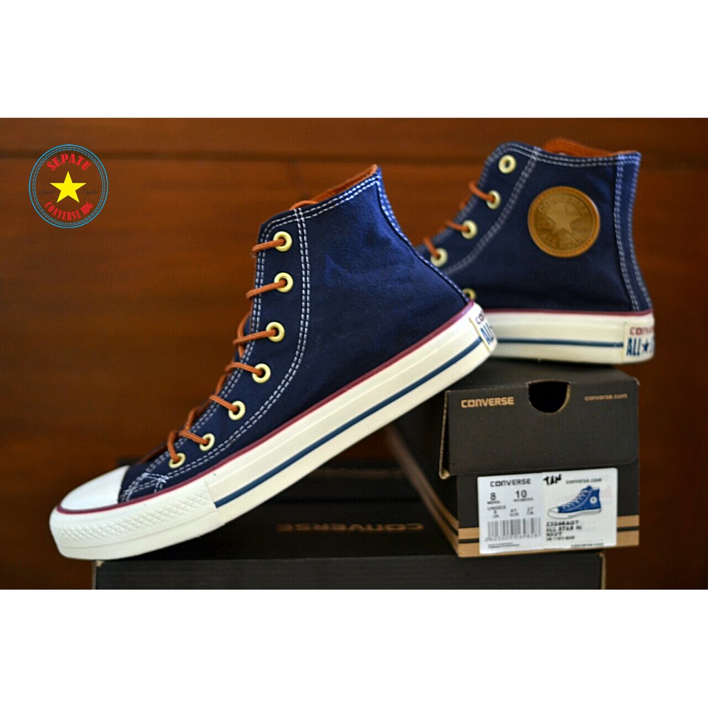  Sepatu  Converse  All Stars Chuck Taylor Tali  Tan High Navy 