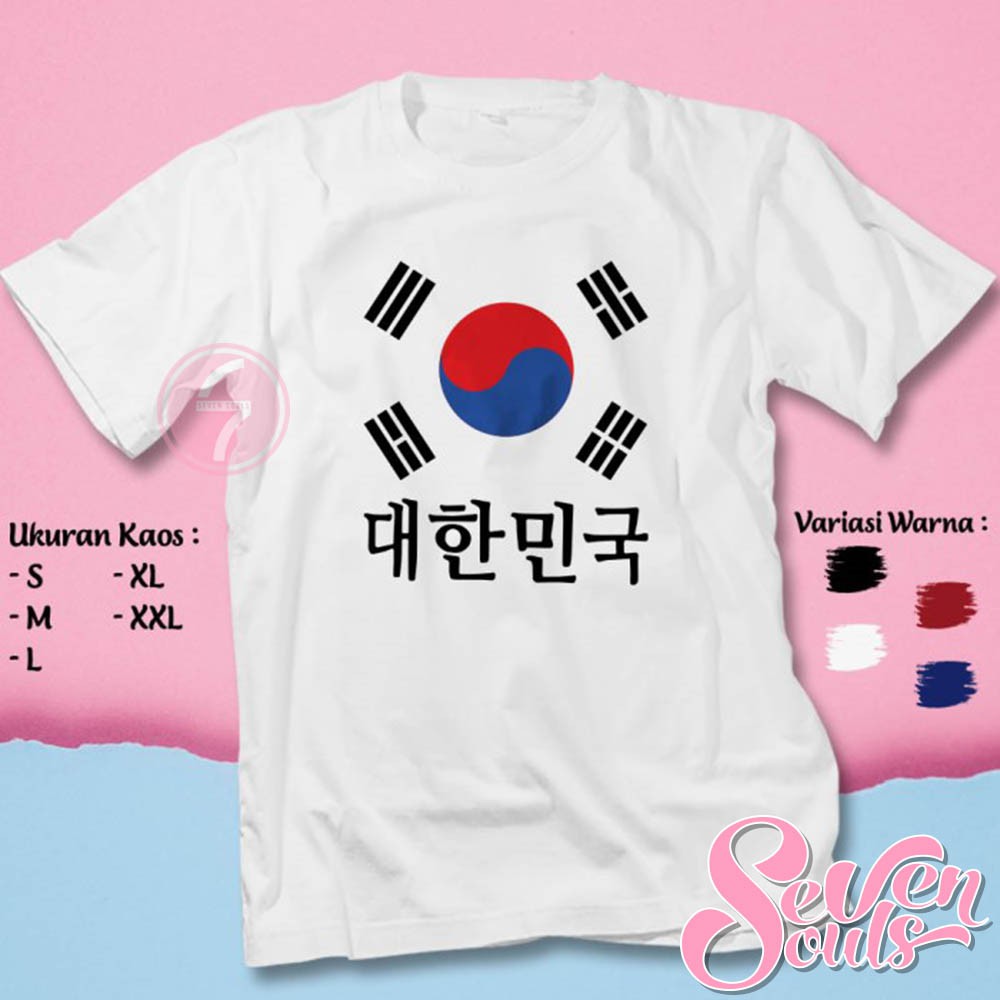 Kaos Distro Tulisan Hangeul Korea Logo Bendera / Baju Korean Flag Eksklusif Souls 4863