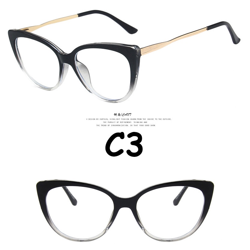 【Replaceable lenses】COD (AIMURUSI) Desain Merek Barat Retro Cat Eye Kacamata Bingkai Wanita/kacamata anti cahaya biru / sinar-C3