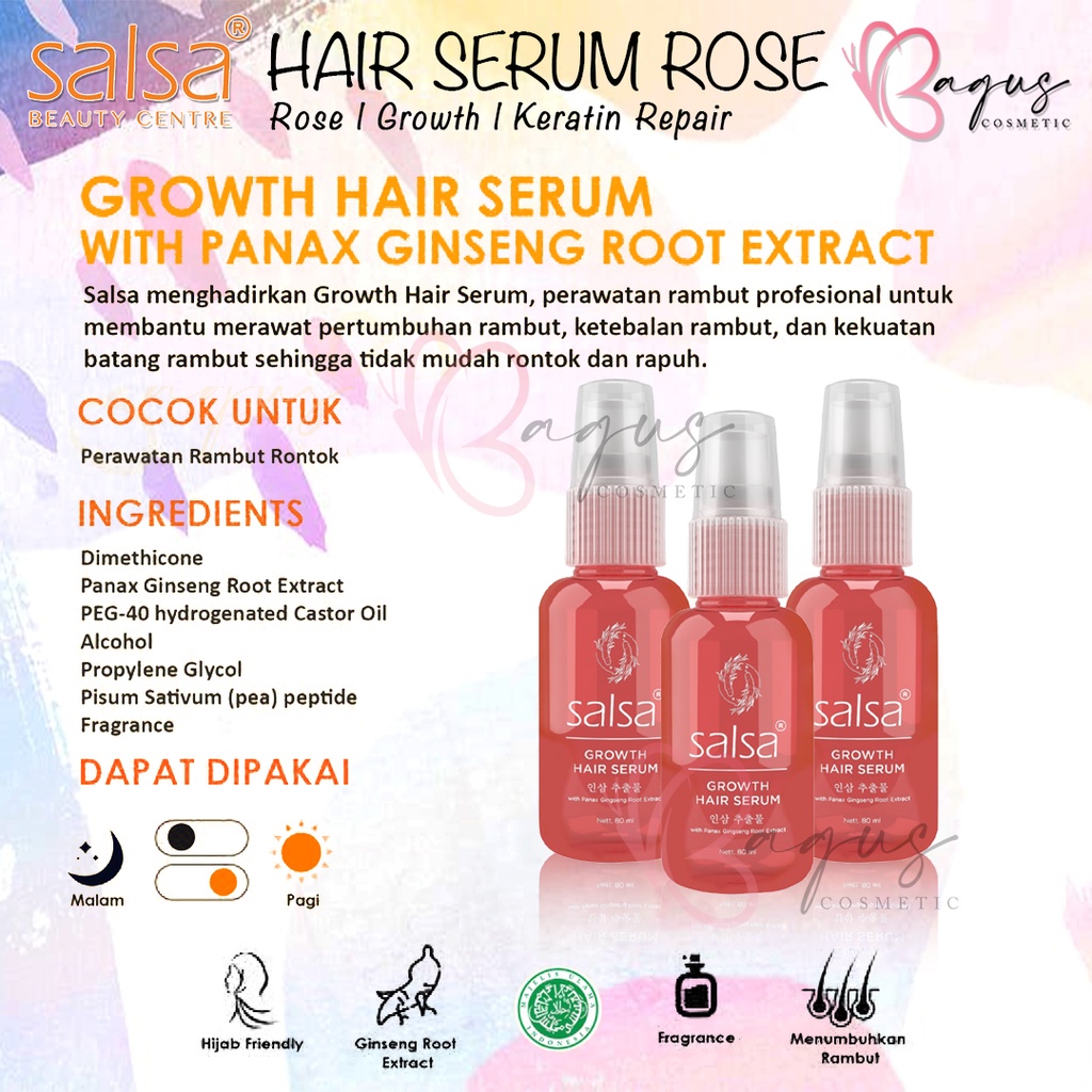 ⭐BAGUS⭐SALSA HAIR SERUM ROSE / GROWTH / KERATIN REPAIR | SERUM RAMBUT SALSA 80ml