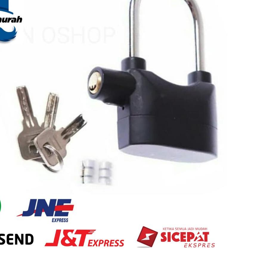 ☺ Gembok Alarm Motor / Pagar Rumah Gembok Cakram ANTI MALING / Gembok Motor / Gembok Ban Gerbang ✹