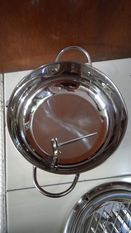 Subron Frying Pot 3.4l Panci Stainless Goreng Tempura Udang Temperatur Thermometer Gas Induksi