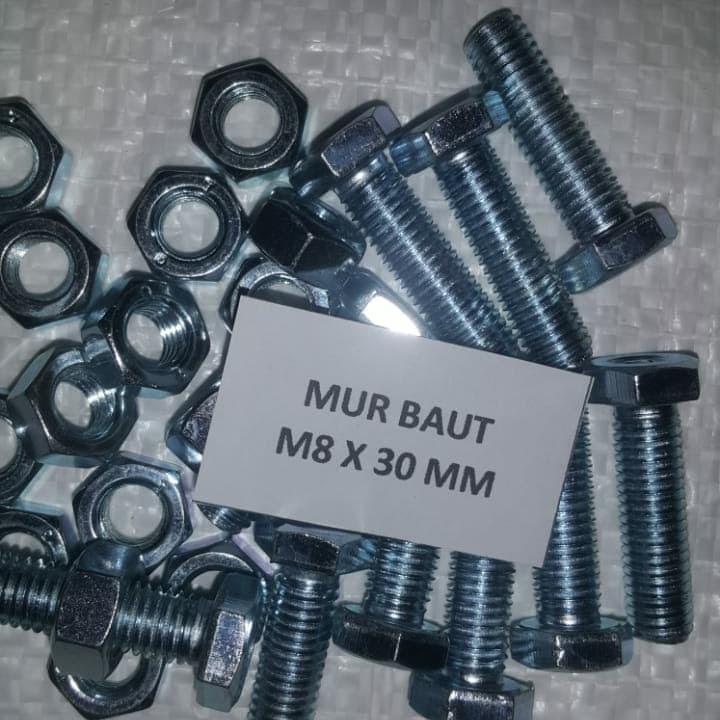 Mur baut 8 x 30 / Bmp m8 x 30 galvanis / Bmp m8 x 30 murah