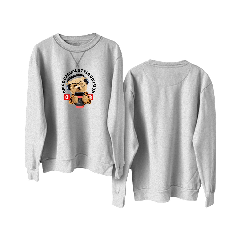 Sweater Crewneck BRIGO Sablon DTF Fleece Cotton || BRIGO Basic Sweatshirt Beruang Hot Coffe M-XXL (Pria &amp; Wanita) Free stiker&amp;Gantungan Kunci