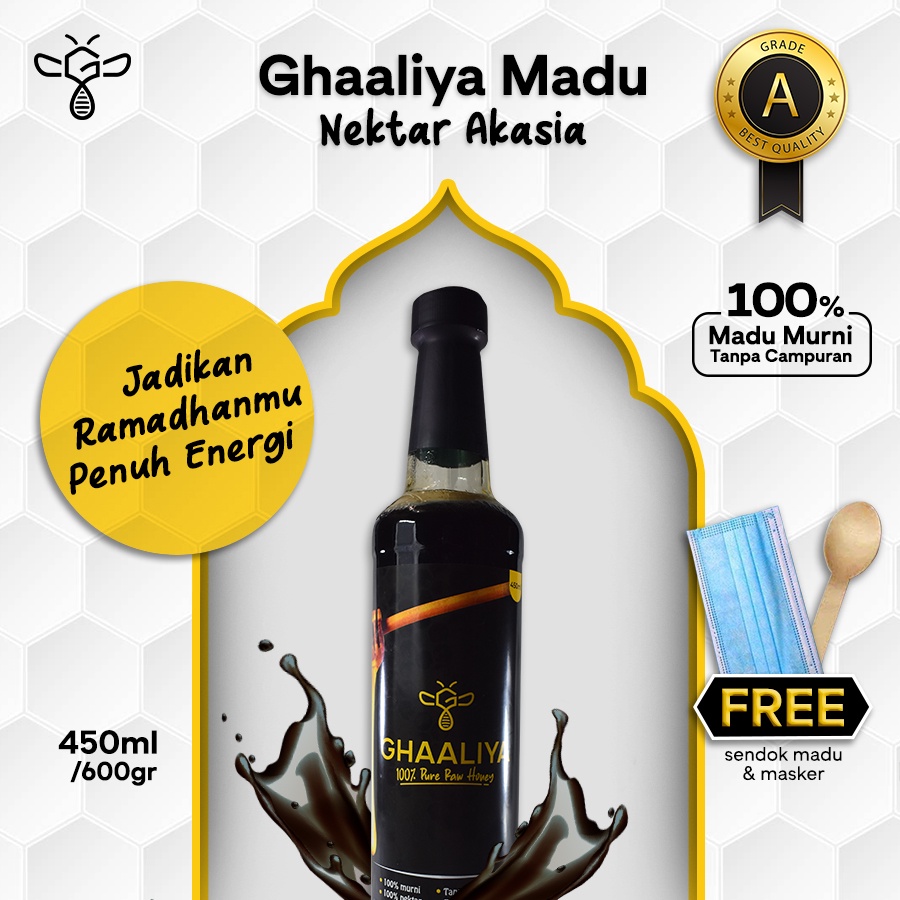 

Ghaaliya Madu Herbal Penambah Energi dan Imun - Madu Murni Asli 100% Nektar Bunga Akasia 450 ml 600 gr