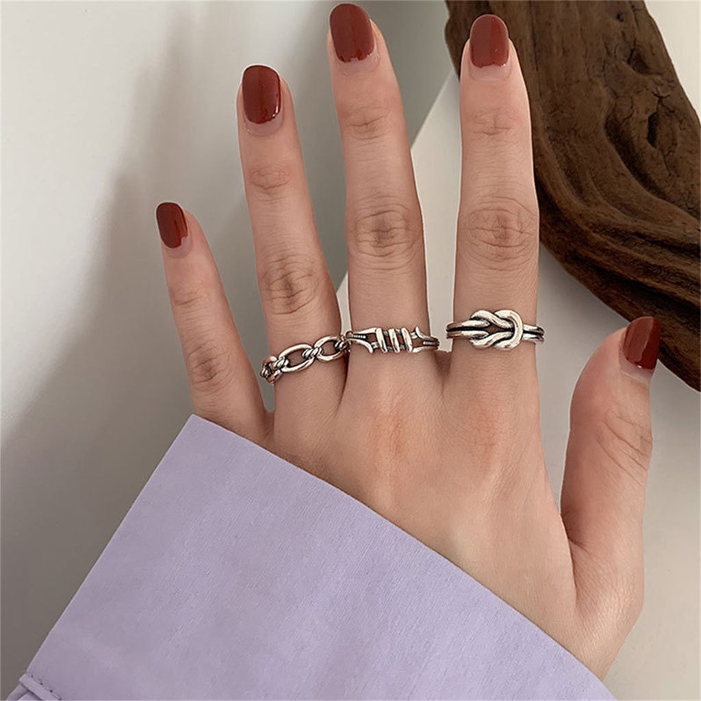 Hu Hu Hu Hu Hu Alat Bantu Pasang Kacamata♡ Cincin Lapis Silver Model Terbuka Dapat Disesuaikan Tahan Pudar Untuk Wanita