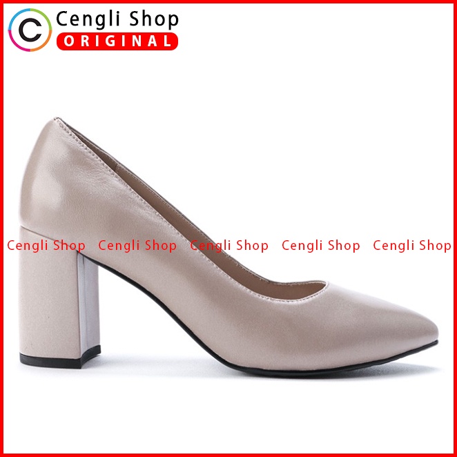 SEPATU HEEL KULIT OBERMAIN HEELS WANITA ORIGINAL BRANDED COKLAT OW05