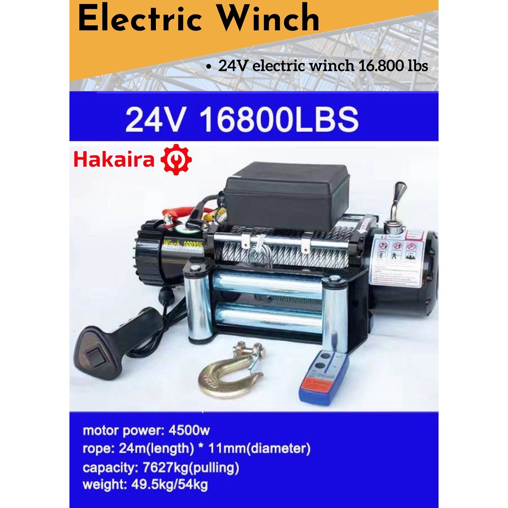 Katrol - Electric Winch 24V 16800 lbs - derek mobil elektrik