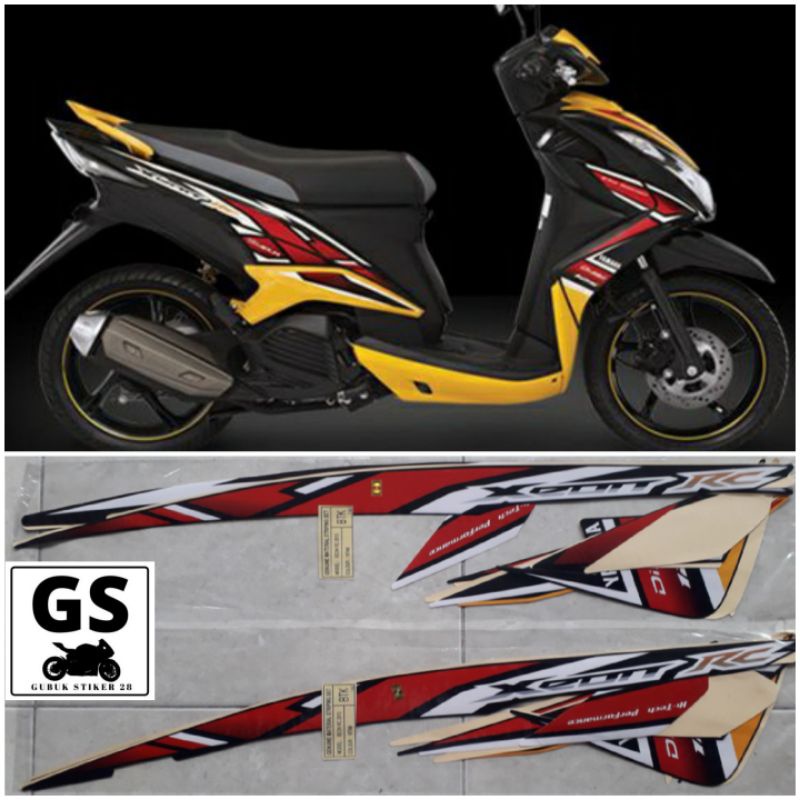 STRIPING STIKER MOTOR YAMAHA XEON RC 2013 2014 HITAM KUNING