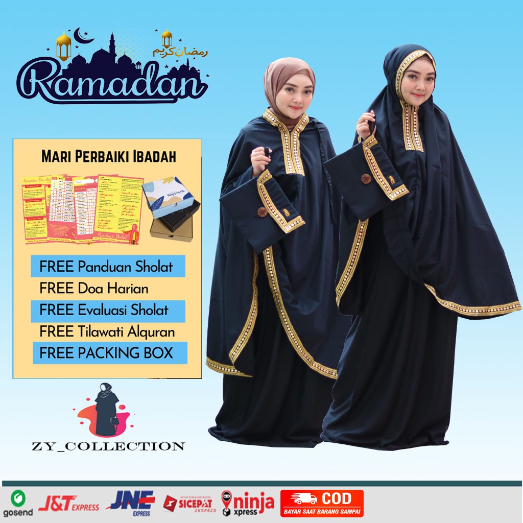 Mukena Dewasa Murah terbaru 2021 bahan adem Ponco Nagin Black