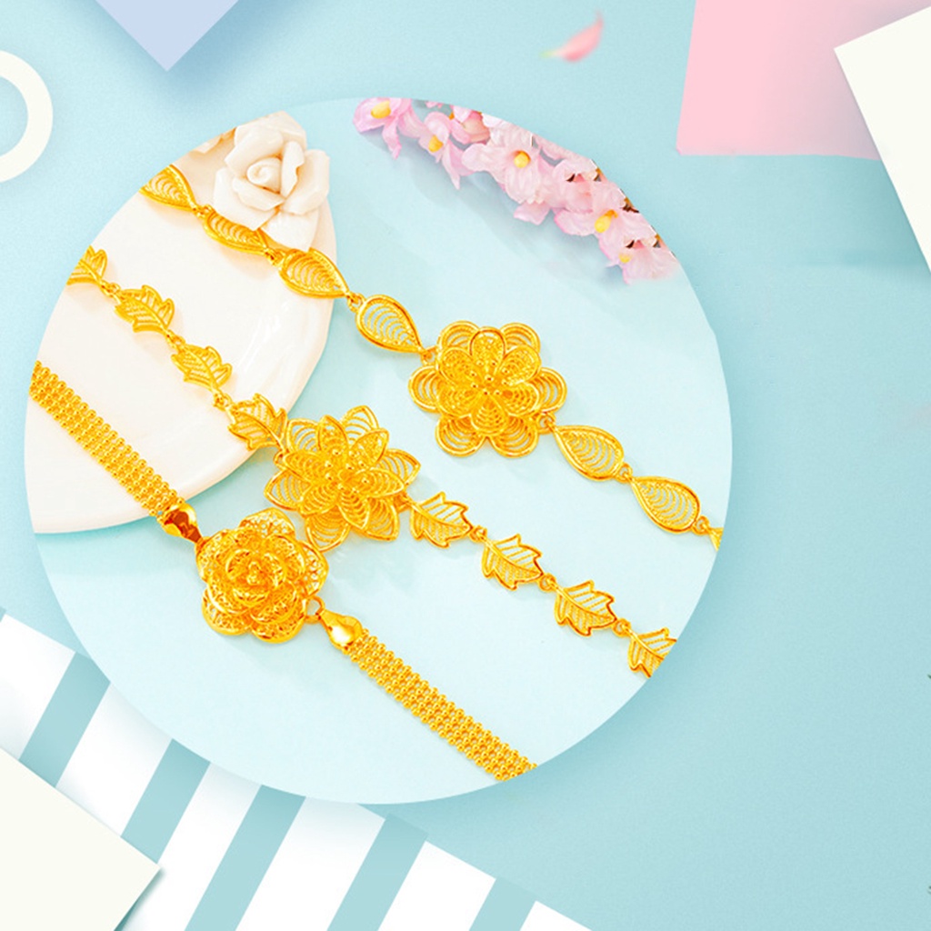 Hu Hu Hu Hu Hu Alat Bantu Pasang Kacamata♡ Gelang Rantai Bunga Mawar Bahan Tembaga Lapis Emas Untuk Hadiah