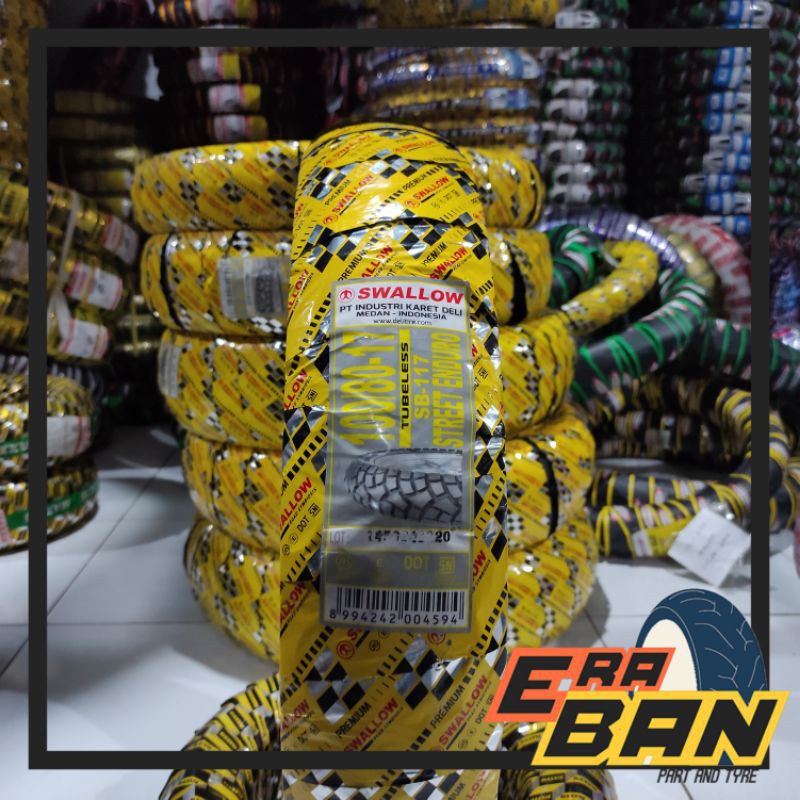 BAN LUAR SWALLOW SB 117 STREET ENDURO 100 80 RING 17 TUBELESS DUAL PURPOSE
