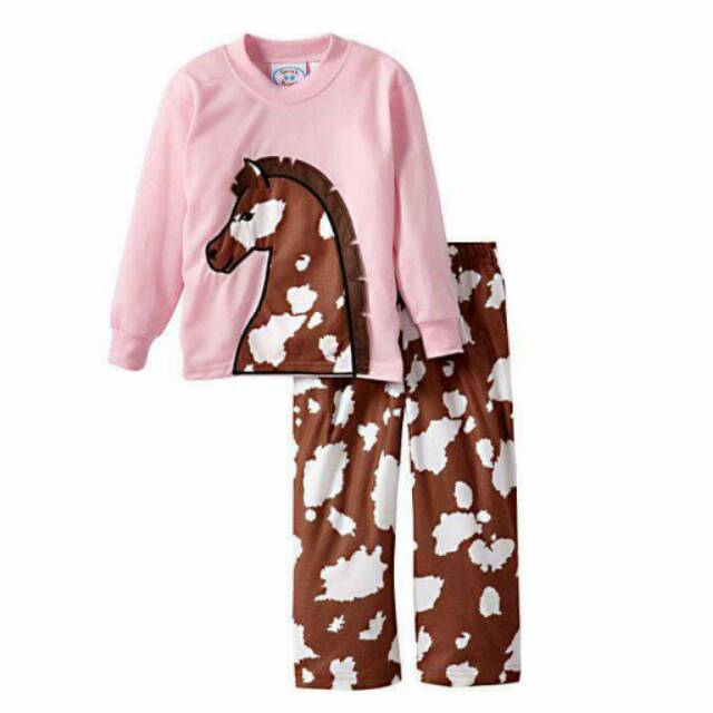 Setelan Piyama Anak Cewek Pajamas Horse Pink Set 2in1 (baju, celana)