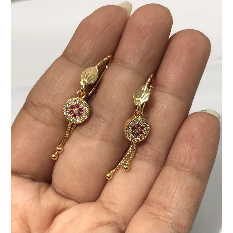 Anting Panjang Jurai Bulat YY9 Titanium 23K Emas