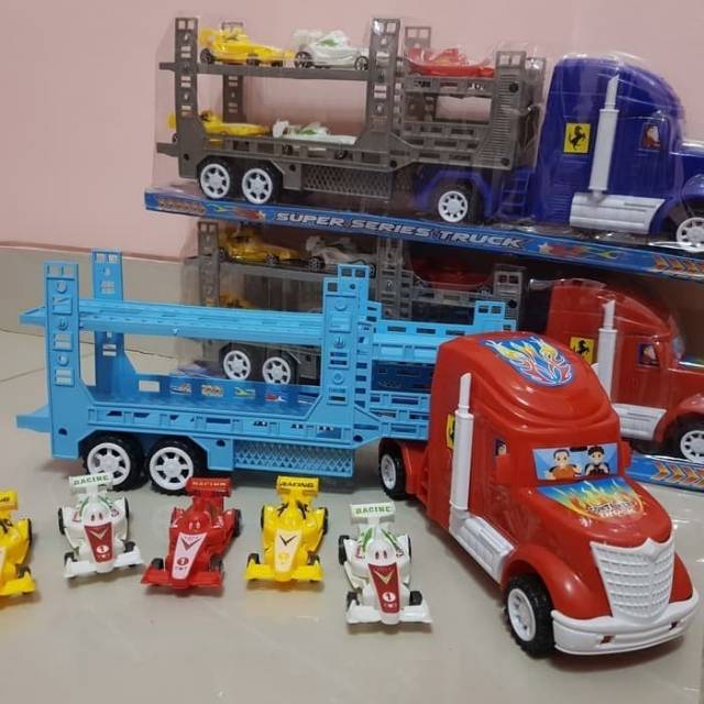 Mainan Truk Angkut Mobil Formula 1 Besar Mobil Truck Hauler Tarik Anak