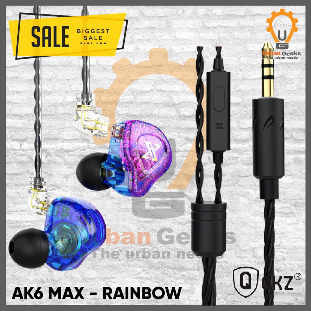 QKZ AK6 MAX Basshead Sport Earphone with Mic alt TRN MT1 KZ EDX Pro-Rainbow