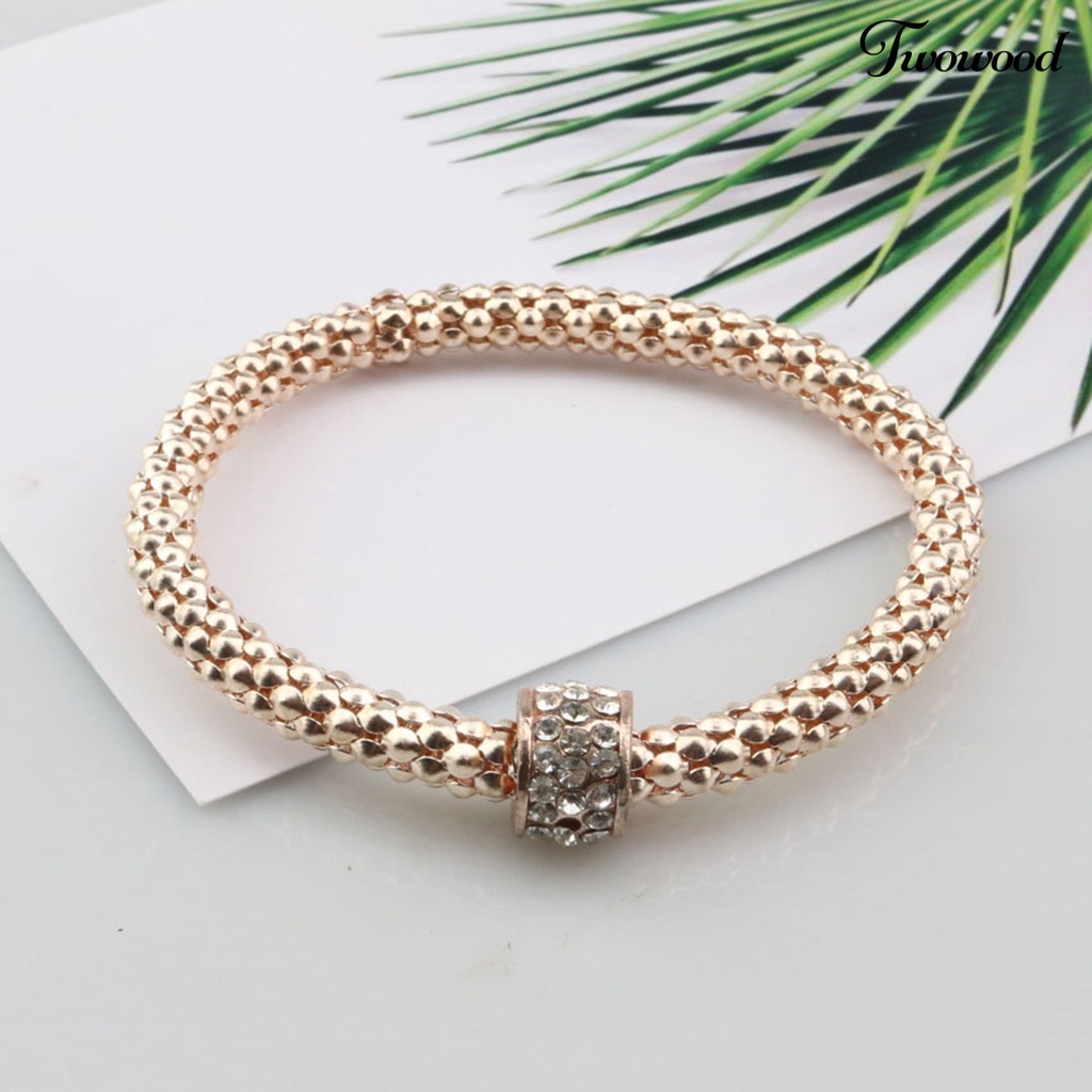 3pcs Gelang Rantai Berlian Imitasi Bahan Alloy Untuk Wanita