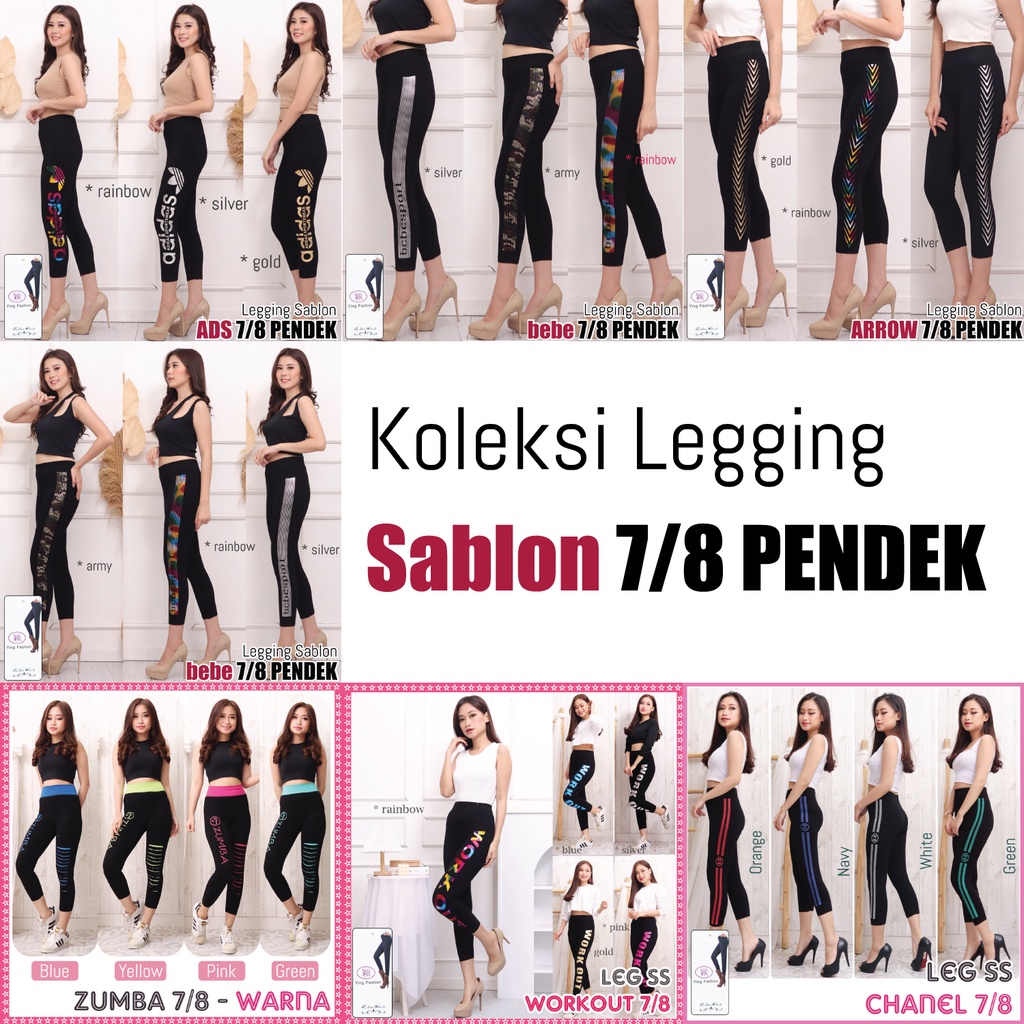 Koleksi Legging Sablon Pendek Wanita / legging import wanita / legging pendek wanita / legging premium wanita