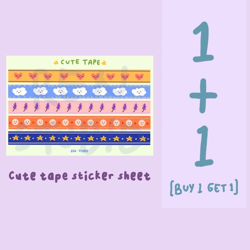 

Cute Tape Sticker Sheet stiker washi tape lucu aesthetic untuk journal