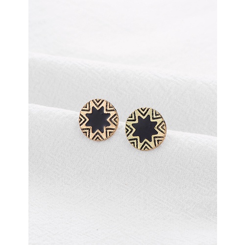 LRC Anting Tusuk Fashion Ancient Gold Geometric Round Sun Drop W7411