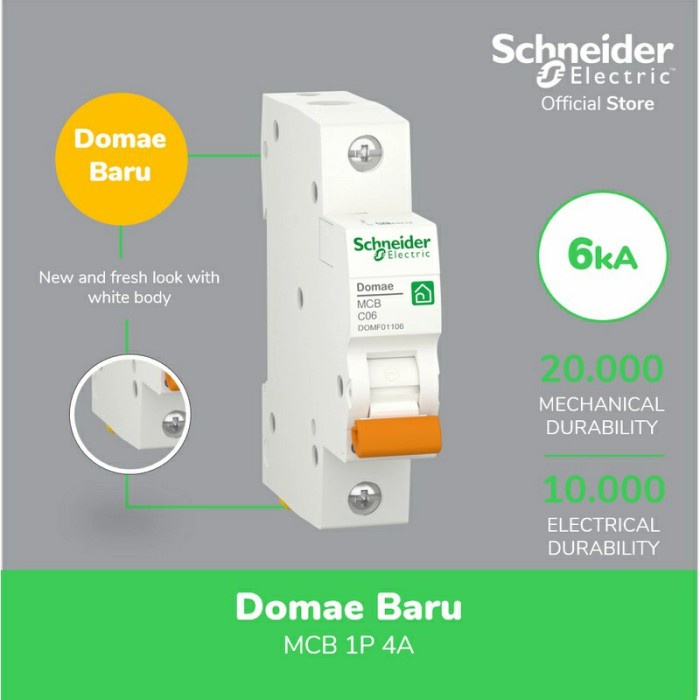 MCB SCHNEIDER 4A / 4 AMPERE 1 PHASE