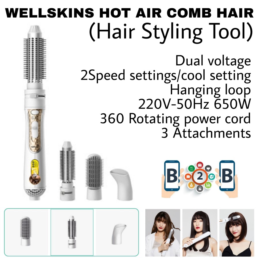 WELLSKINS WX-FT09 - Hot Air Comb Hair Styling Tool