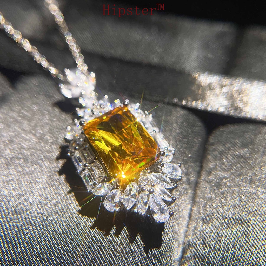 New Hot Sale Fashion Micro Inlay Full Diamond Natural Citrine Necklace