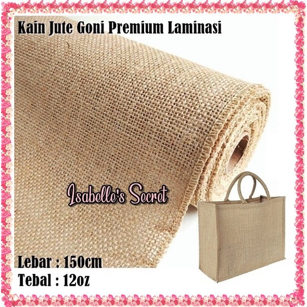 Kain Goni - Kain Natural Jute Laminated / Goni Laminasi Antiair Lebar 150Cm 400Gsm