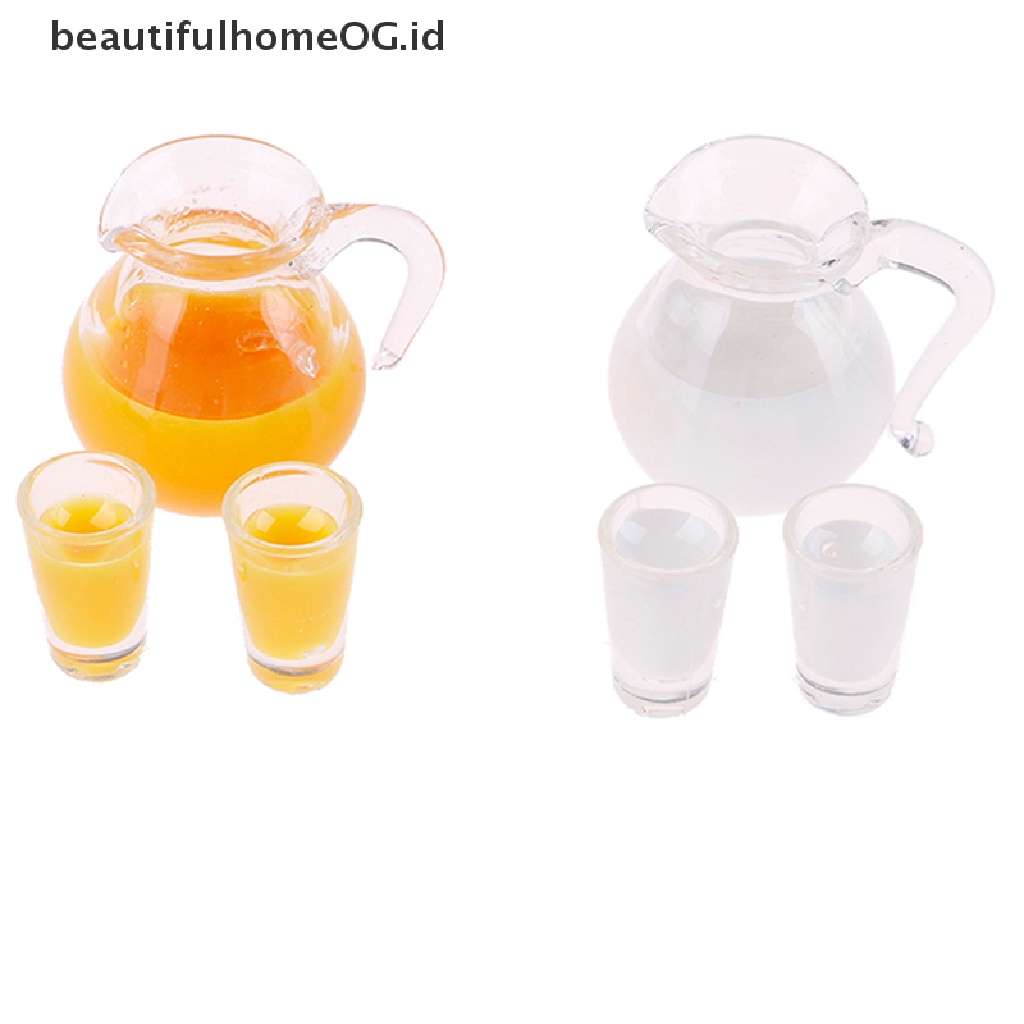 Miniatur jug Jus / Susu Aksesoris Dapur Rumah Boneka 1 / 12